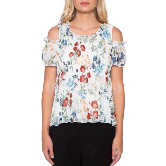 Willow & Clay Tops - Willow & Clay Cold Shoulder Top Blouse Floral Sz M